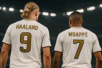 Erling Haaland et Kylian Mbappé (IA)