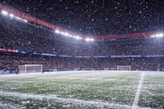 Parc des Princes sous la neige