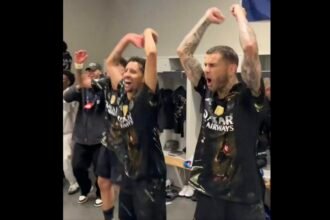 Joie dans le vestiaire psg