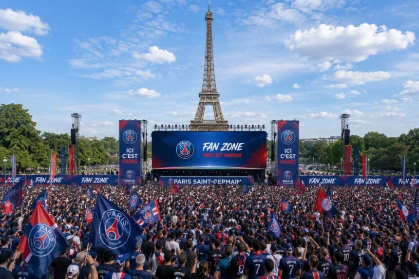 Une fan zone dans Paris (IA)
