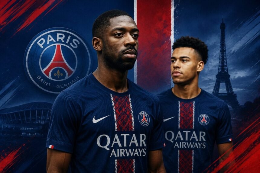 Dembélé et Doué (Credit photo PSG / montage VIPSG.fr)